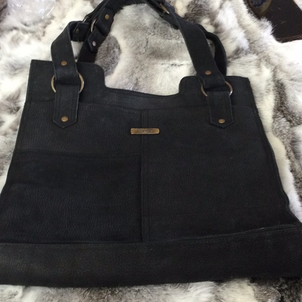 Casa vogue Flat Leather Tote Bag - Black